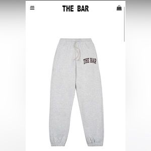 BRAND NEW THE BAR VARSITY SWEATPANTS LT HEATHER GREY/CHOCOLATE (size xl)